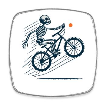 Retro Bicycle Skeleton Mountain Bike Adventure - Square fridge magnet - white - Front
