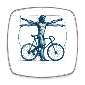 Bicycle Vitruvian Man Cyclist Art - Square fridge magnet - white - Front