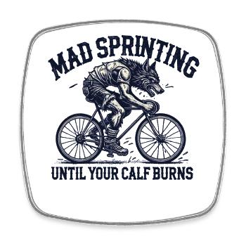 Mad Sprint Vélo Wolf Design - Magnet carré - blanc - Devant