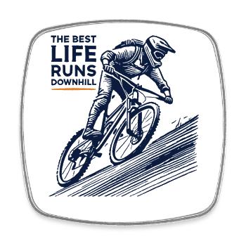Bike Descent Retro The Best Life Runs Downhill - Square fridge magnet - white - Front