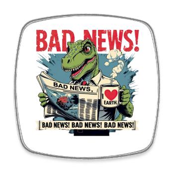 Bad News Dino – Apokalypse Humor - Viereckiger Kühlschrankmagnet - Weiß - Vorne