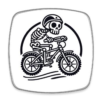 Skeleton Cyclist Retro Bicycle Adventure - Square fridge magnet - white - Front