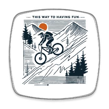 Aventure à vélo Montagne Plaisir - Magnet carré - blanc - Devant