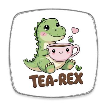 Tea-Rex – Sweet Dino with Teacup - Square fridge magnet - white - Front