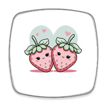 Sweet strawberry love - Square fridge magnet - white - Front