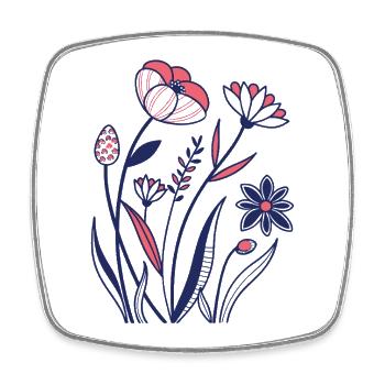 Blumen - Frühling - Sommer - Blüten - Viereckiger Kühlschrankmagnet - Weiß - Vorne