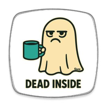 Geist mit Kaffee und innerlich totem Blick - Viereckiger Kühlschrankmagnet - Weiß - Vorne
