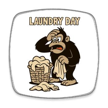 Laundry day at the overwhelmed monkey - Square fridge magnet - white - Front