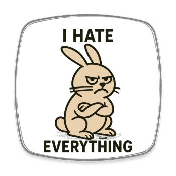 Schlechte Laune Hase mit Hass auf alles - Viereckiger Kühlschrankmagnet - Weiß - Vorne