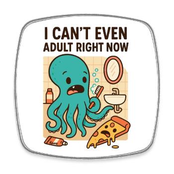 Overwhelmed in the bathroom: octopus vs. everyday life - Square fridge magnet - white - Front