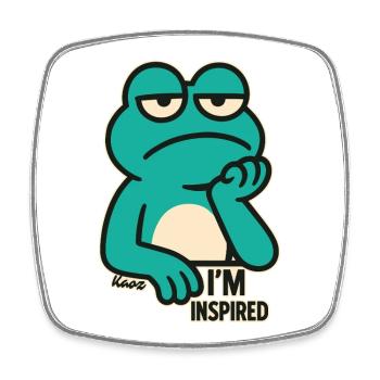 Bored frog: "I'm totally inspired" - Square fridge magnet - white - Front