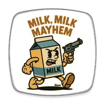 Eine Milch, Milchkarton im Retro Wahnsinn - Viereckiger Kühlschrankmagnet - Weiß - Vorne