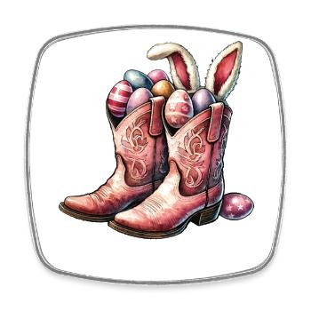 Ostern Retro Cowboy Stiefel Mit Eiern - Viereckiger Kühlschrankmagnet - Weiß - Vorne