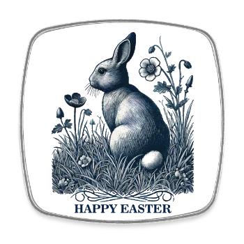 Ostern Hase Retro Vintage Cottagecore Stil - Viereckiger Kühlschrankmagnet - Weiß - Vorne