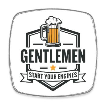 Gentlemen & Beer – Start Your Engines - Square fridge magnet - white - Front