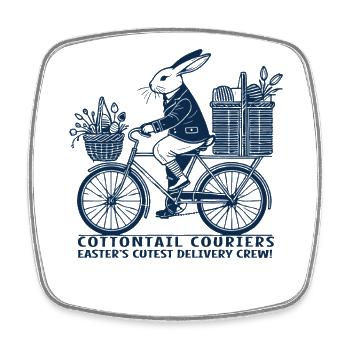 Easter Cottontail Couriers Retro Aesthetic - Square fridge magnet - white - Front