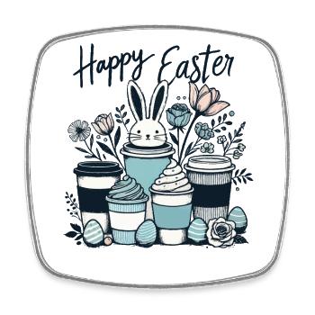 Ostern Kaffeeliebhaber Osterhase Kaffee - Viereckiger Kühlschrankmagnet - Weiß - Vorne