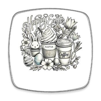 Ostern Kaffeeliebhaber Osterhase Kaffee - Viereckiger Kühlschrankmagnet - Weiß - Vorne