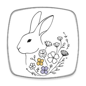 Ostern Hase Mit Blumen Retro Vintage Stil - Viereckiger Kühlschrankmagnet - Weiß - Vorne