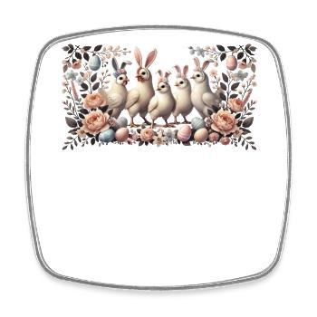 Ostern Hühner Osterhasen Huhn Retro Vintage - Viereckiger Kühlschrankmagnet - Weiß - Vorne