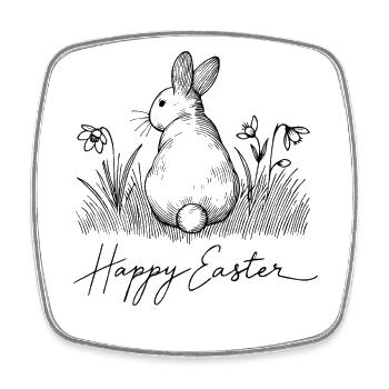 Easter Retro Bunny Happy Easter Vintage Style - Square fridge magnet - white - Front
