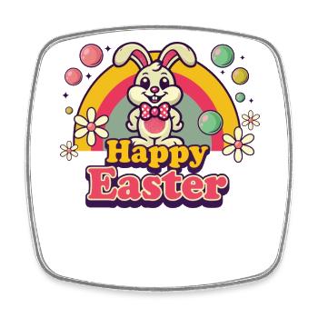 Easter Retro Aesthetics Happy Easter Bunny - Square fridge magnet - white - Front