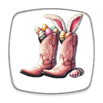 Ostern Cowboy Stiefel Mit Eiern Retro - Viereckiger Kühlschrankmagnet - Weiß - Vorne