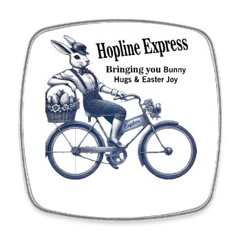 Easter Retro Bunny Bicycle Joy Hopline - Square fridge magnet - white - Front