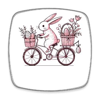 Roue de lapin de Pâques style vintage - Magnet carré - blanc - Devant