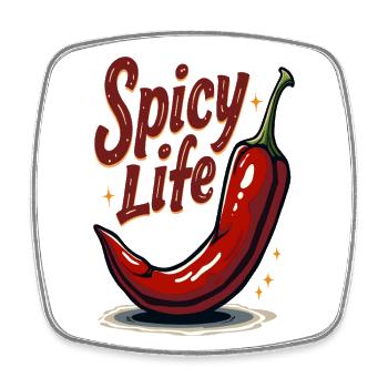 Spicy Life – Chili Vibes für jeden Tag - Viereckiger Kühlschrankmagnet - Weiß - Vorne