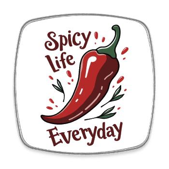 Spicy Life – Chili Vibes pour tous les jours - Magnet carré - blanc - Devant