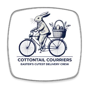 Esthétique de l’équipage de vélo Retro Vintage Bunny de Pâques - Magnet carré - blanc - Devant