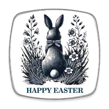 Easter Bunny Retro Vintage Aesthetics Happy Easter - Square fridge magnet - white - Front
