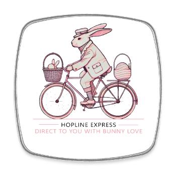 Easter Hopline Express Retro Bunny Vintage Charm - Square fridge magnet - white - Front