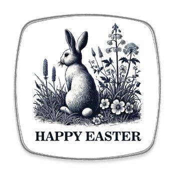 Ostern Retro Hase Blumen Vintage Ästhetik - Viereckiger Kühlschrankmagnet - Weiß - Vorne