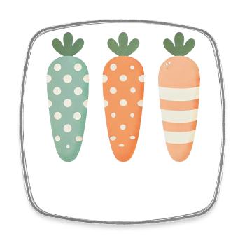 Mignons Carottes de Pâques à pois à rayures pastel - Magnet carré - blanc - Devant