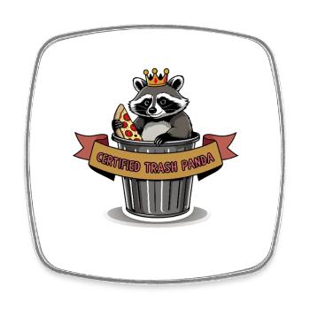 Certified Trash Panda – Raccoon with Crown - Square fridge magnet - white - Front
