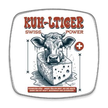 Kuh & Käse Shirt: Schweizer Ländlerfreude pur - Viereckiger Kühlschrankmagnet - Weiß - Vorne