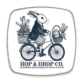 Easter Retro Bunny Surprise Deliveries Bicycle - Square fridge magnet - white - Front