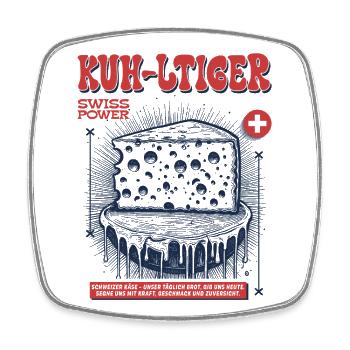 Love Switzerland – T-Shirt Celebrates Cheese & Cow - Square fridge magnet - white - Front
