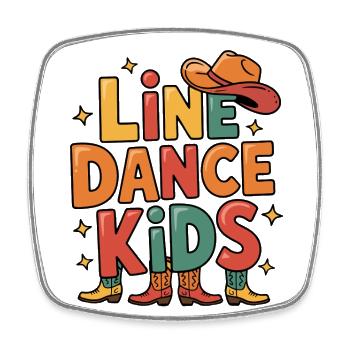 Line Dance Kids Kids Dancing Line Dance - Square fridge magnet - white - Front