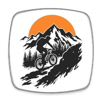 Mountain bike adventure in nature - Square fridge magnet - white - Front