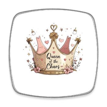 Queen of the Chaos – Mama mit Humor - Viereckiger Kühlschrankmagnet - Weiß - Vorne