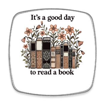 Bücherwurm Leseratte Lustiger Buch Spruch Florales - Viereckiger Kühlschrankmagnet - Weiß - Vorne