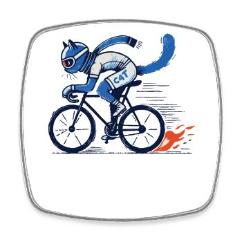 Bicycle cat for stylish road cyclists - Square fridge magnet - white - Front