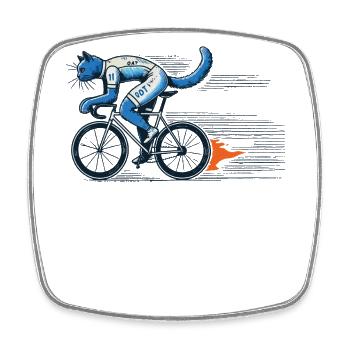 Katze auf Rennrad Design für Fahrradliebhaber - Viereckiger Kühlschrankmagnet - Weiß - Vorne