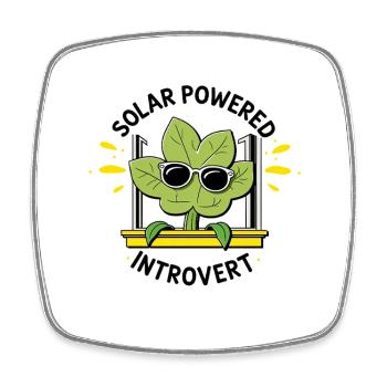 Solarbetriebener Introvert – Pflanzenwitz - Viereckiger Kühlschrankmagnet - Weiß - Vorne