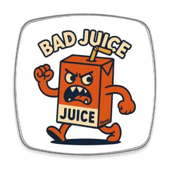 Wütender Saftkarton: Bad Juice im Anmarsch - Viereckiger Kühlschrankmagnet - Weiß - Vorne