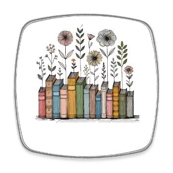 Book Lovers Floral Book Design in Cottagecore - Square fridge magnet - white - Front