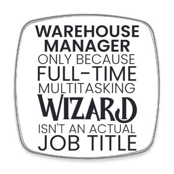Warehouse Manager multitasking Wizard - Viereckiger Kühlschrankmagnet - Weiß - Vorne